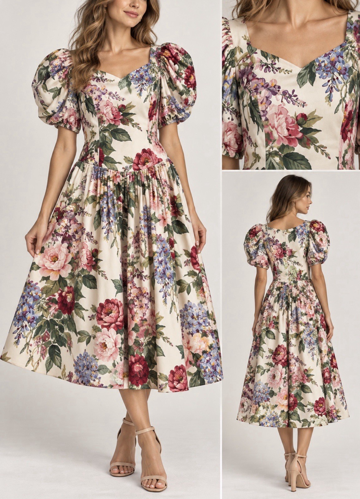 Vintage Blair Woolverton Floral Garden Chic Romantic Victorian 80s Rare Dress 10