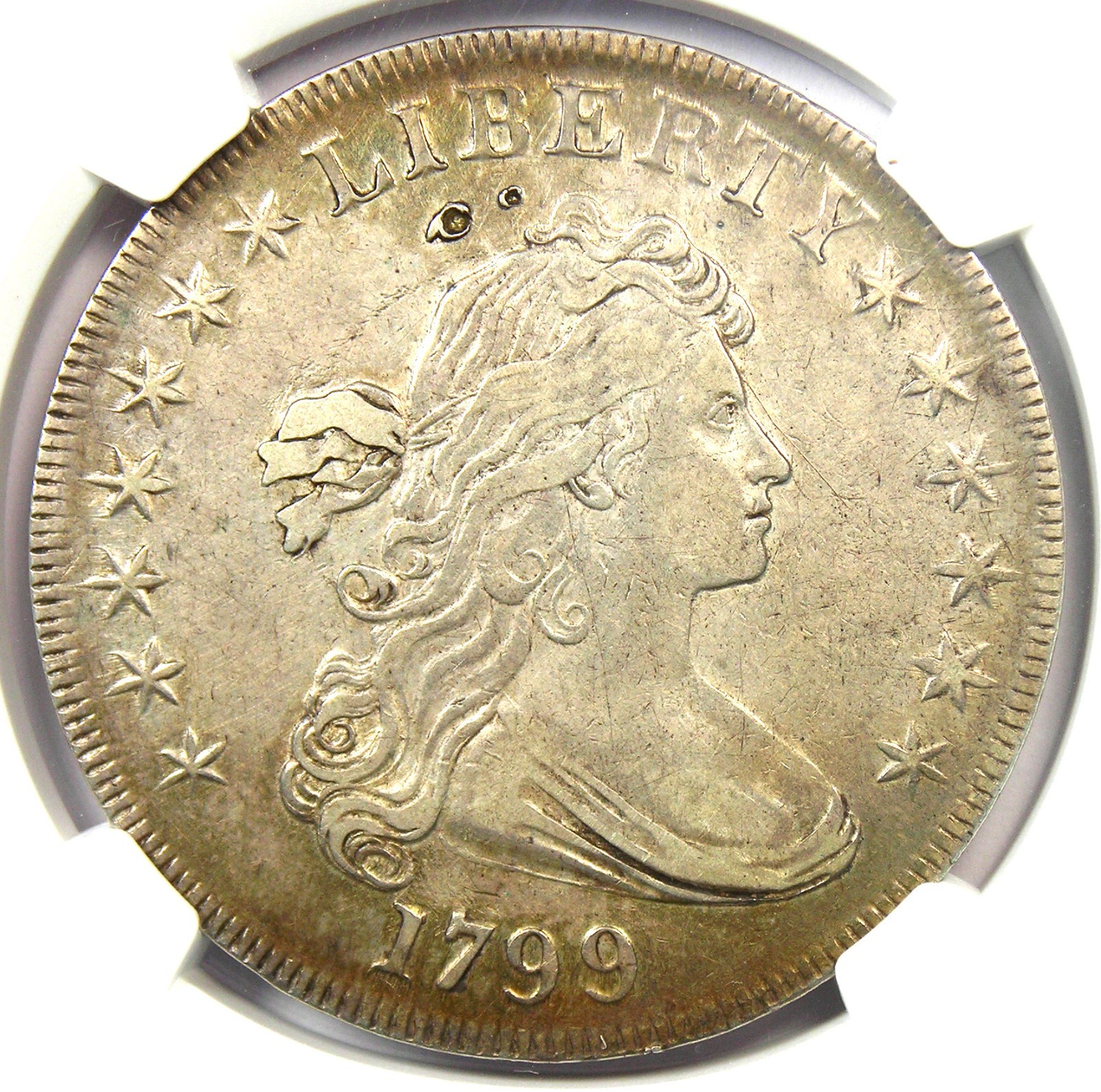 1799 Draped Bust Silver Dollar $1 Coin. Certified NGC XF Detail (EF) - Rare Coin