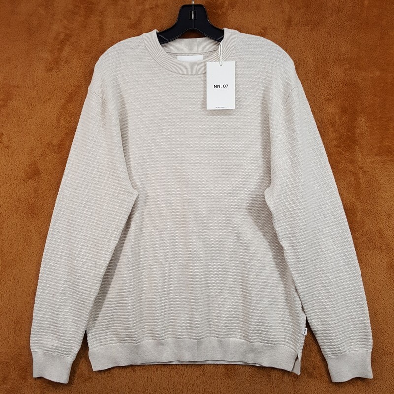 NN07 Sweater Mens Medium Tan Cream Pullover Crew Textured Knit FABIAN $190