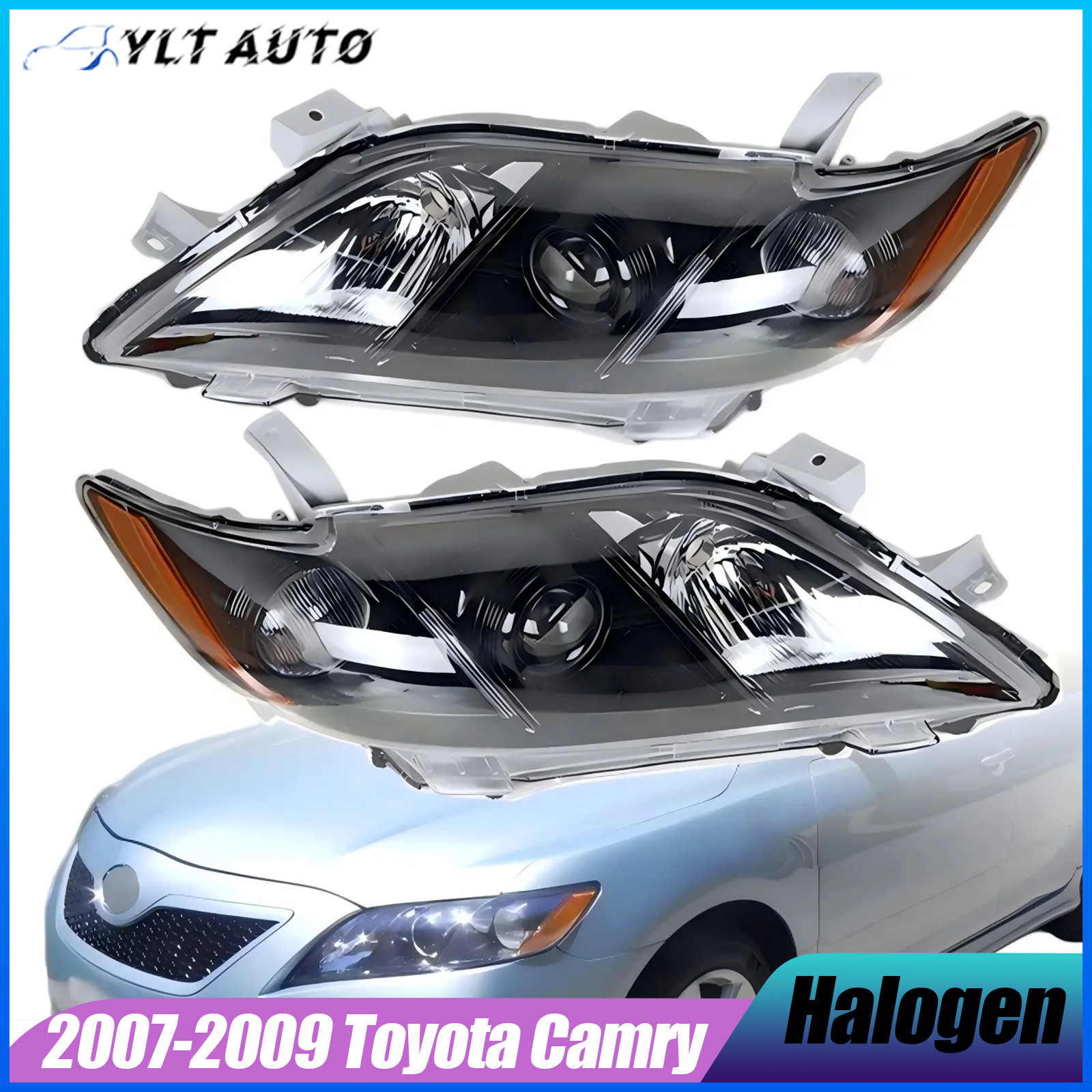 For 2007 2008 2009 Toyota Camry w/Black Housing Headlights Left+Right Headlamp For 2007 2008 2009 Toyota Camry w/Black Housing Headlights Left+Right Headlamp
