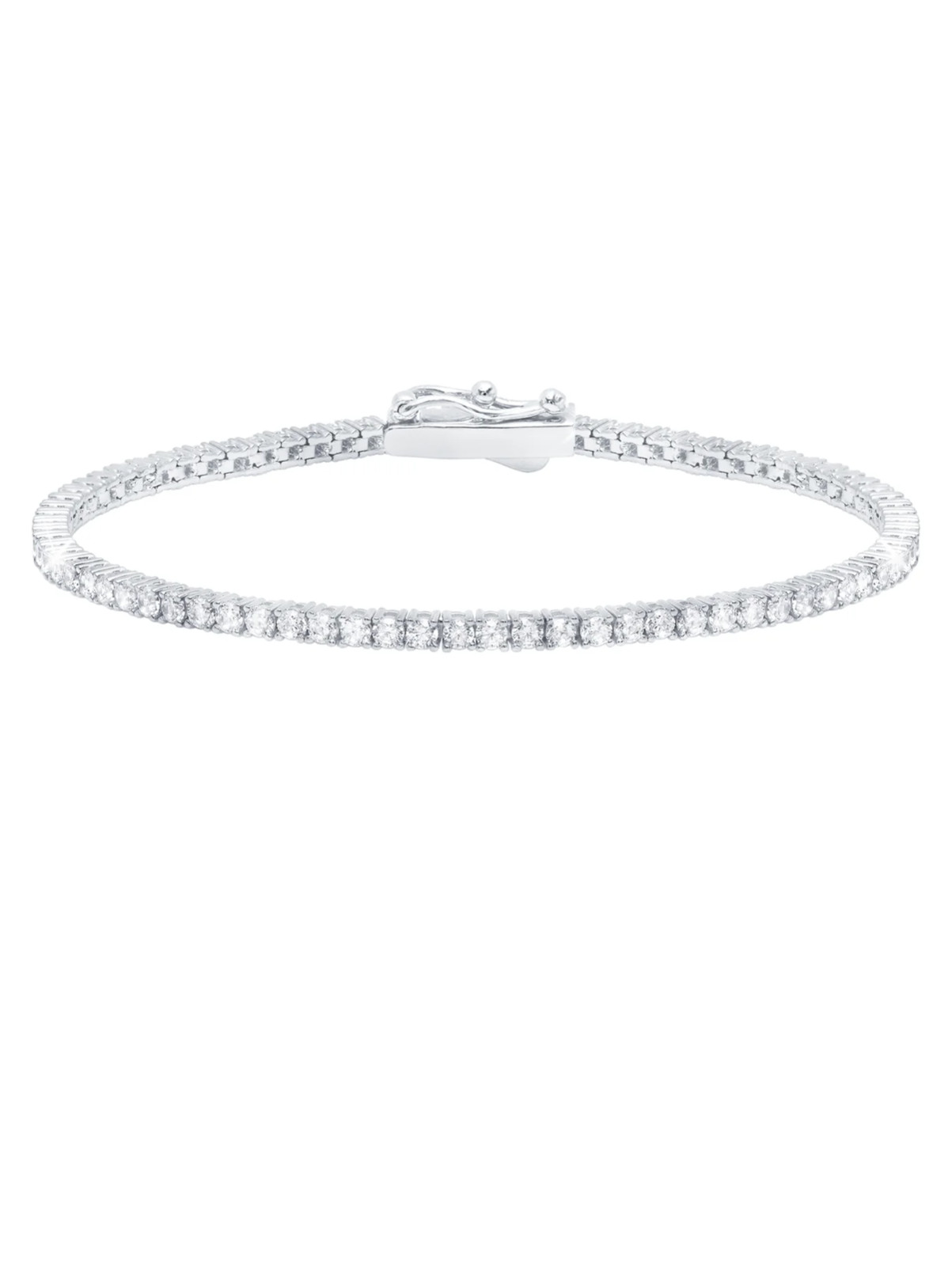 Authentic Crislu Silver Tennis Bracelet in Platinum (7.5 inches)