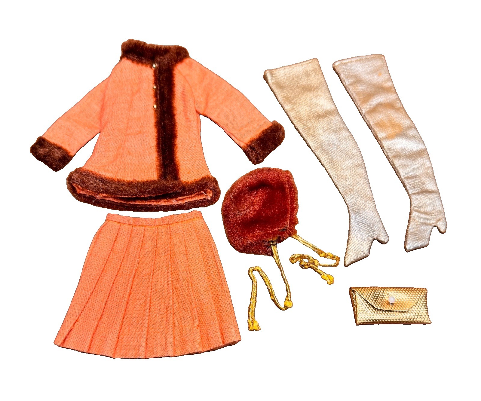 Vtg. 1969-70 Mattel Barbie Doll Mod Outfit #1486 WINTER WOW Suit Boots Hat & Bag Vtg. 1969-70 Mattel Barbie Doll Mod Outfit #1486 WINTER WOW Suit Boots Hat & Bag