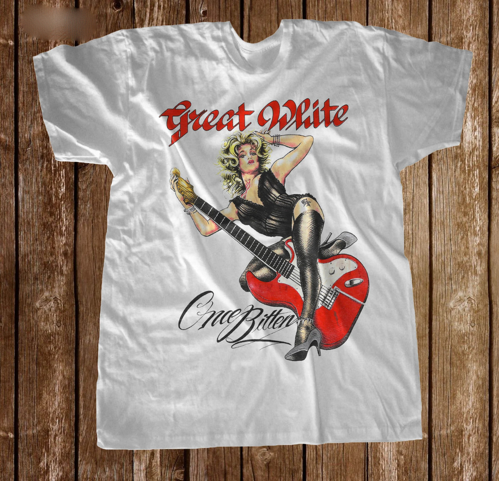 Vtg Great White Band Heavy Cotton All Size Unisex White Shirt