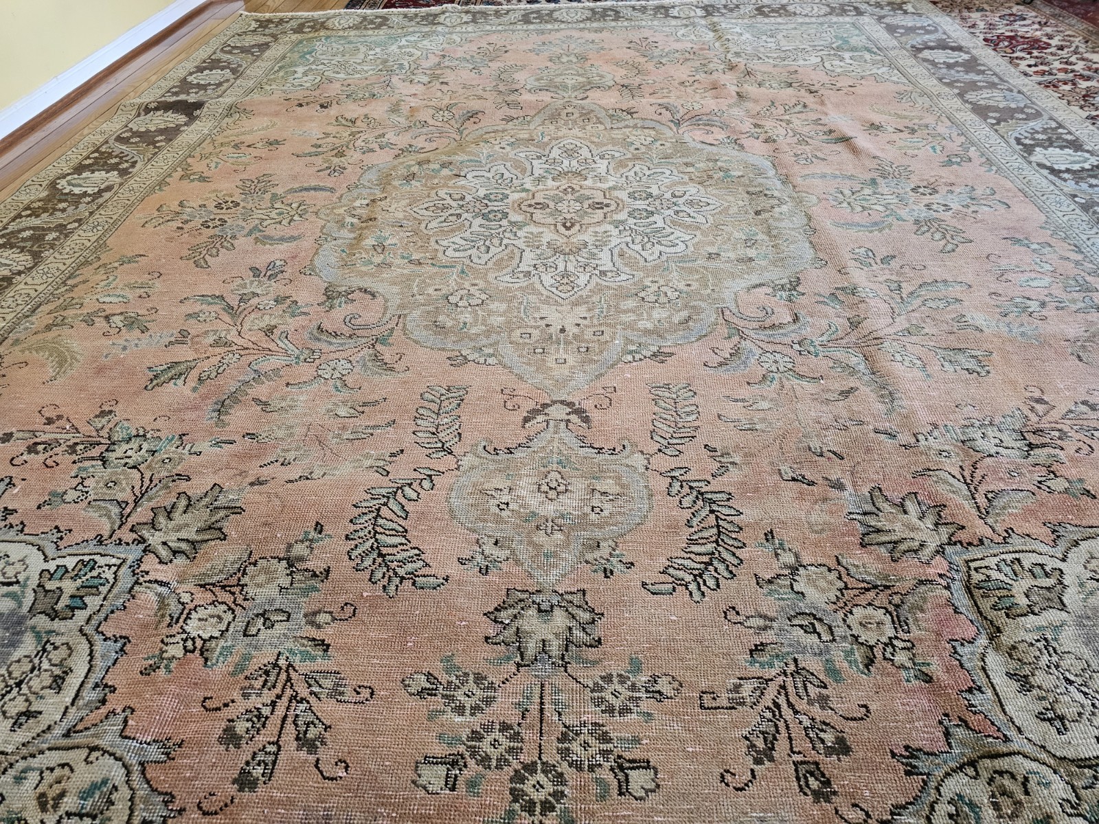 9.3 x 12.5 ANTIQUE QUALITY VEG DYE USHAK CAUCASIAN VINTAGE SERAPI HERIZ KAZAK