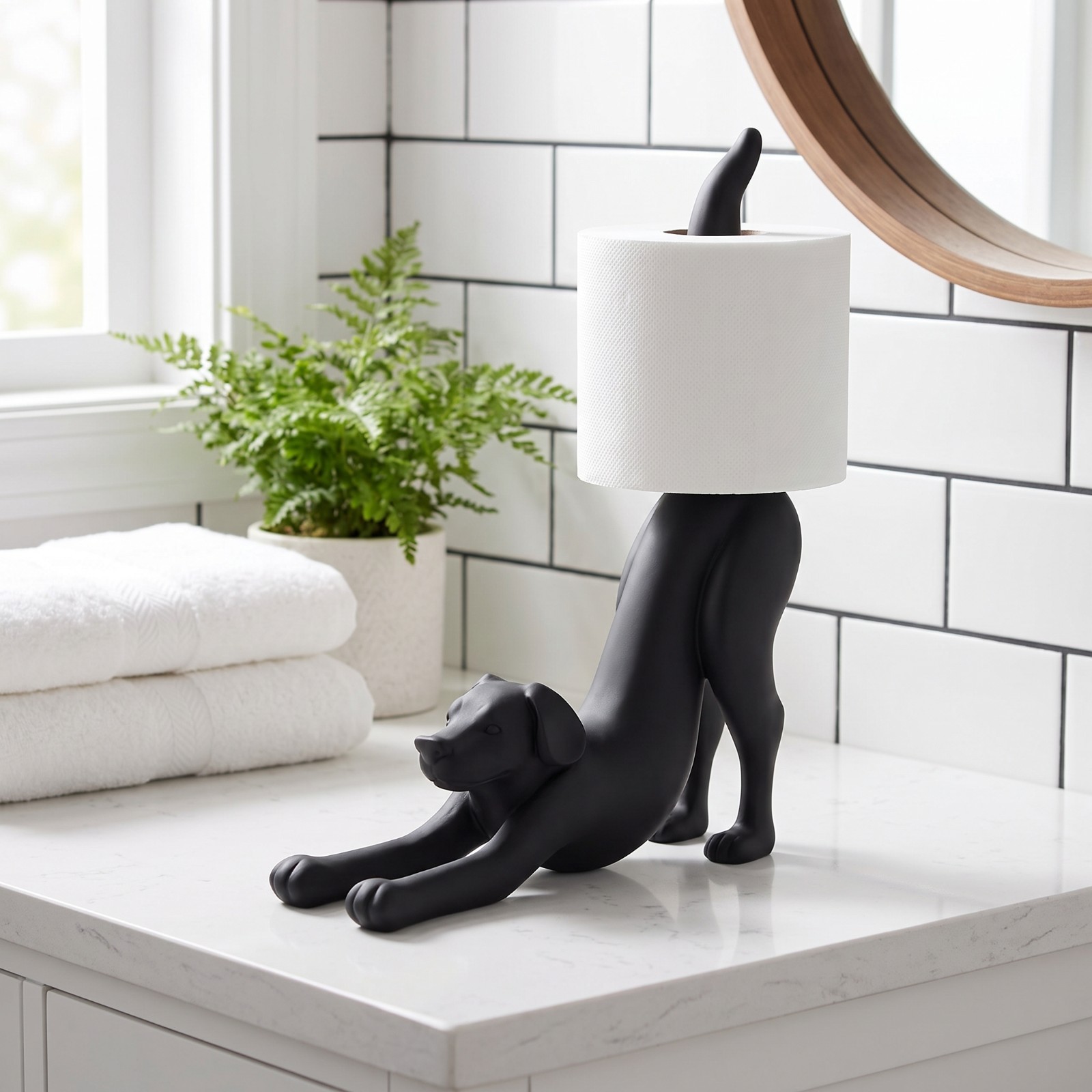 Stretching Cat Toilet Paper Holder, Dog Lion Bathroom Decor, Animal Roll Stand