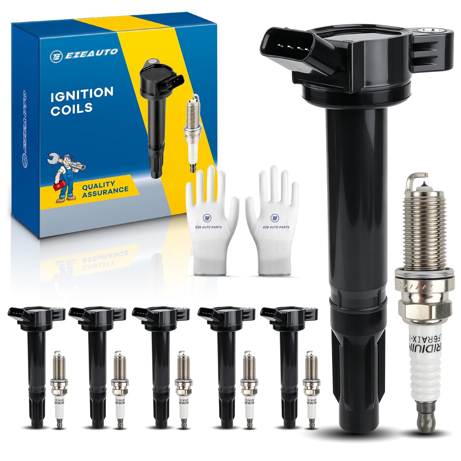6PK UF487 Ignition Coil Pack & 6619 Iridium Spark Plug for Toyota Lexus 3.5L V6