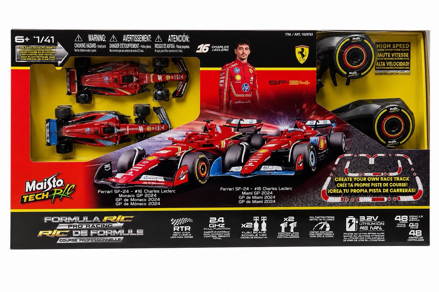 2025 Maisto Tech RC Die-Cast Formula 1 Ferrari SF-24 Charles Leclerc 1:41 NEW 2025 Maisto Tech RC Die-Cast Formula 1 Ferrari SF-24 Charles Leclerc 1:41 NEW