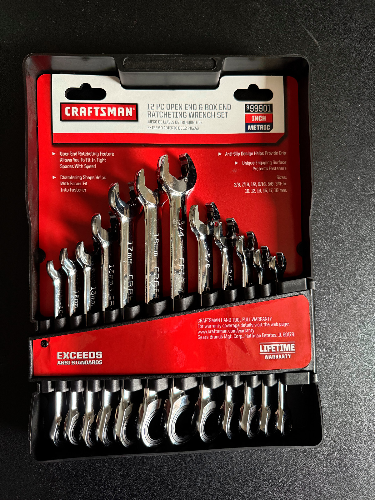 Craftsman 12pc Ratcheting Combination Wrench Set SAE Metric Open + Box End NEW