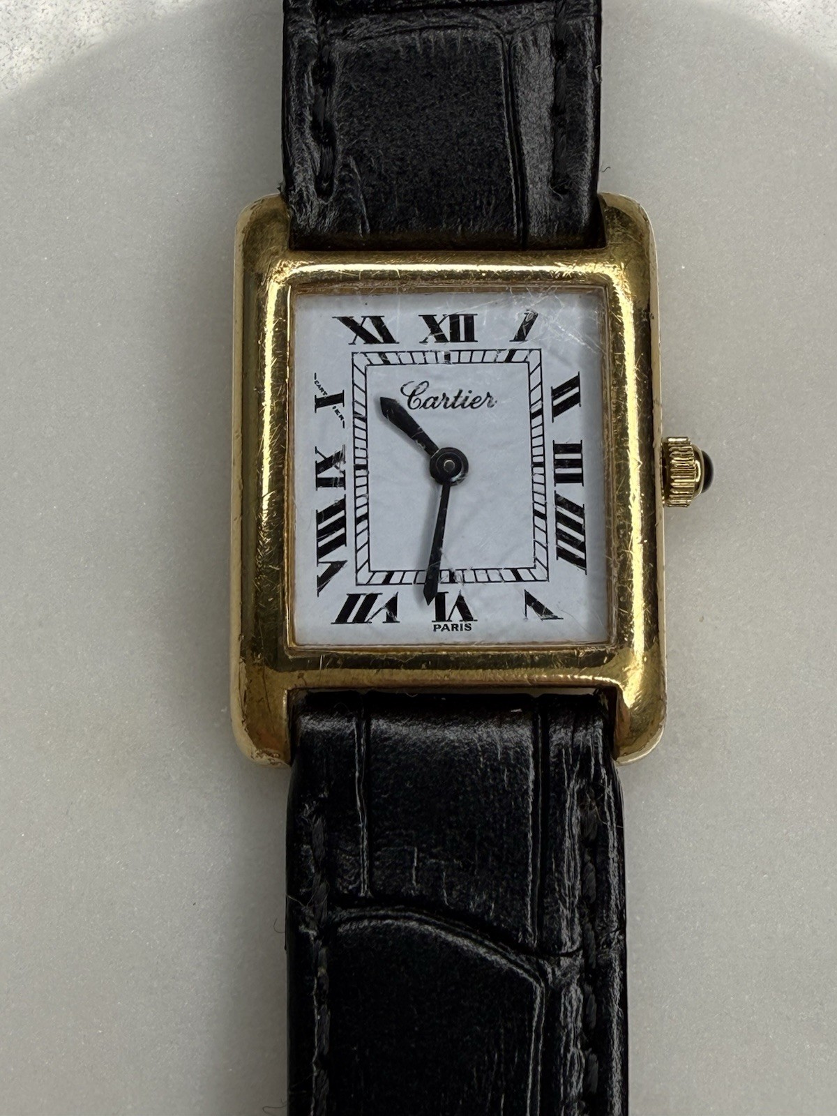 Auth Vintage Cartier Tank 18k Electroplated 1970s 21x28mm Manual Wind Movement Auth Vintage Cartier Tank 18k Electroplated 1970s 21x28mm Manual Wind Movement