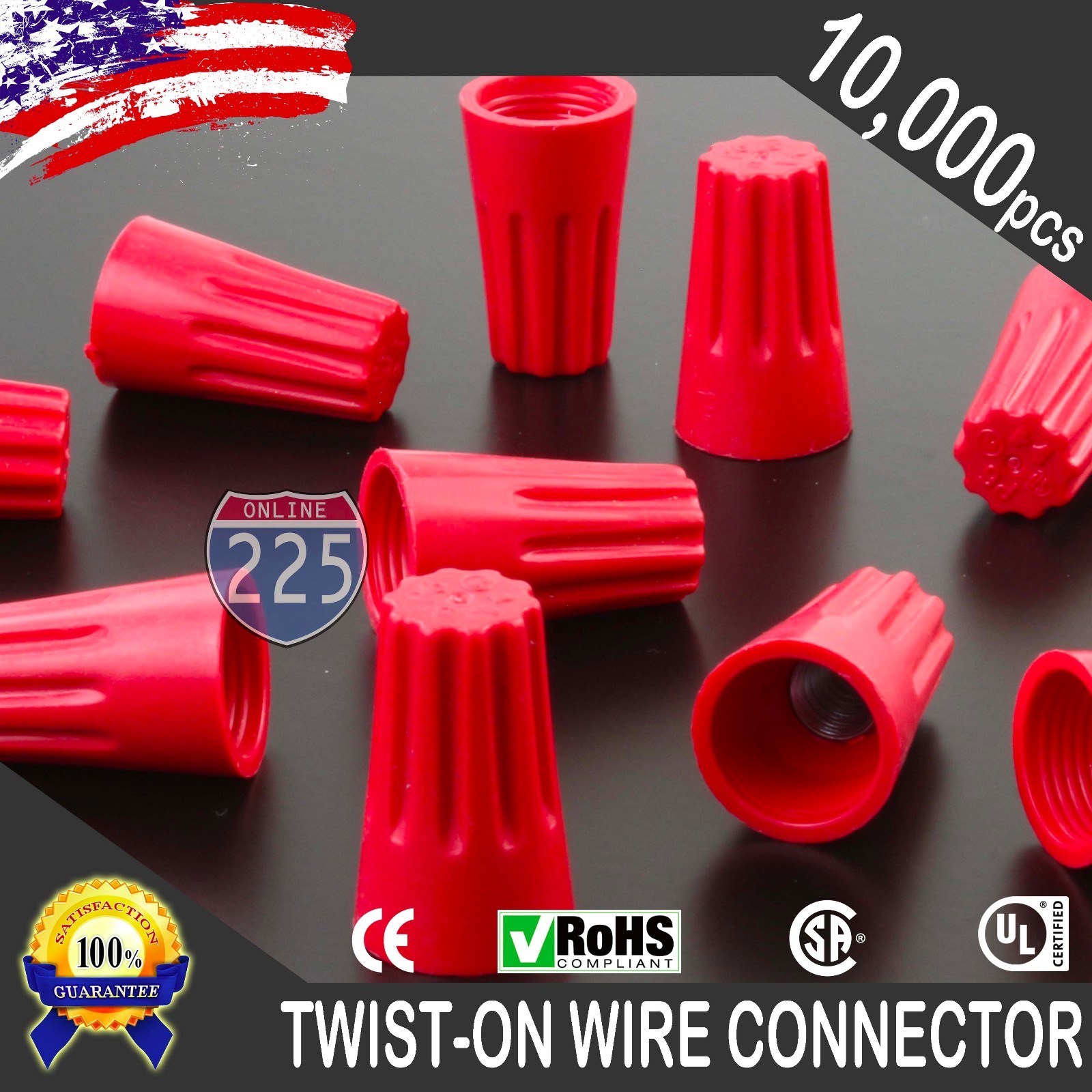 10,000 pcs Red Twist-On Wire Connector Connection nuts 18-10 Gauge Barrel Screw