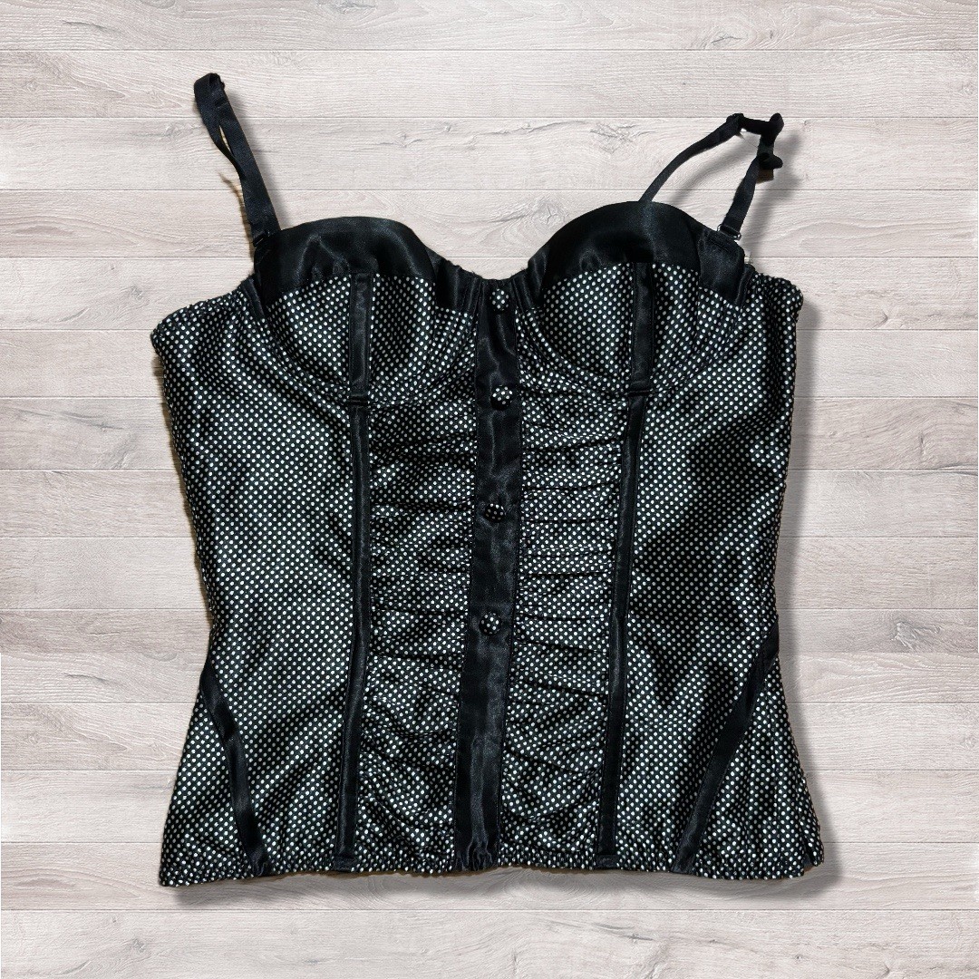 Vintage Fredericks Of Hollywood Black Polka Dot Lingerie Bustier Corset Bra 32 Vintage Fredericks Of Hollywood Black Polka Dot Lingerie Bustier Corset Bra 32