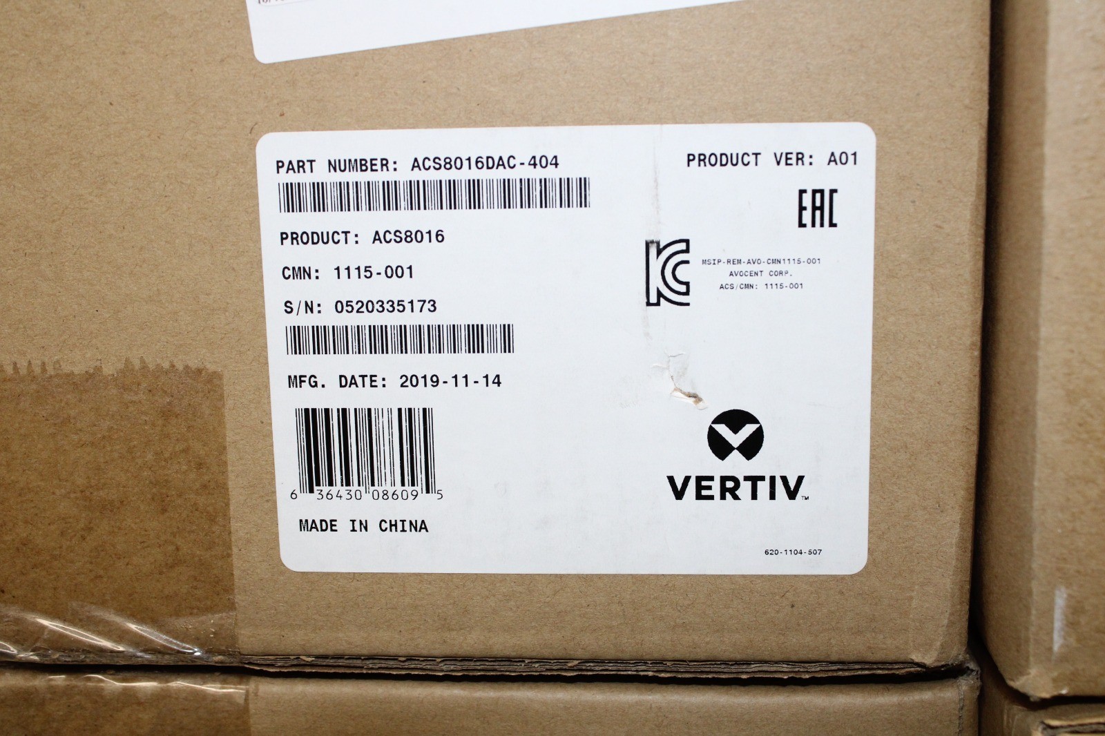 Vertiv ACS8016DAC-404 Avocent® ACS8000 16-Port Unit Dual AC Power Supply