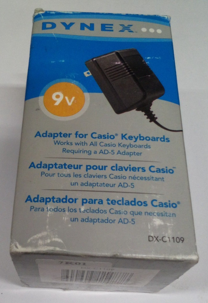 Dynex AD-5 AC Adapter for Select Casio Keyboard  Packaging has some aging AS PIC