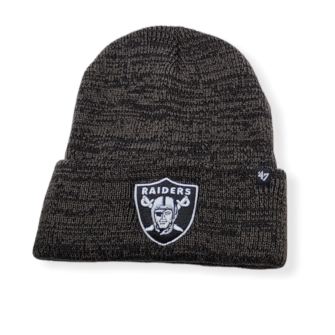 Authentic \'47 Las Vegas Raiders Black Brain Freeze Cuffed Knit Beanie Hat