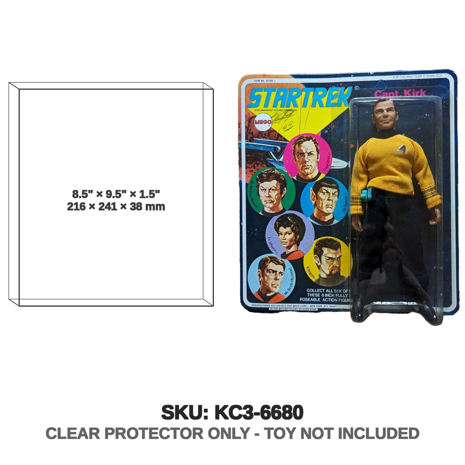 Protector For Mego Star Trek Captain Kirk 8-Inch Figure