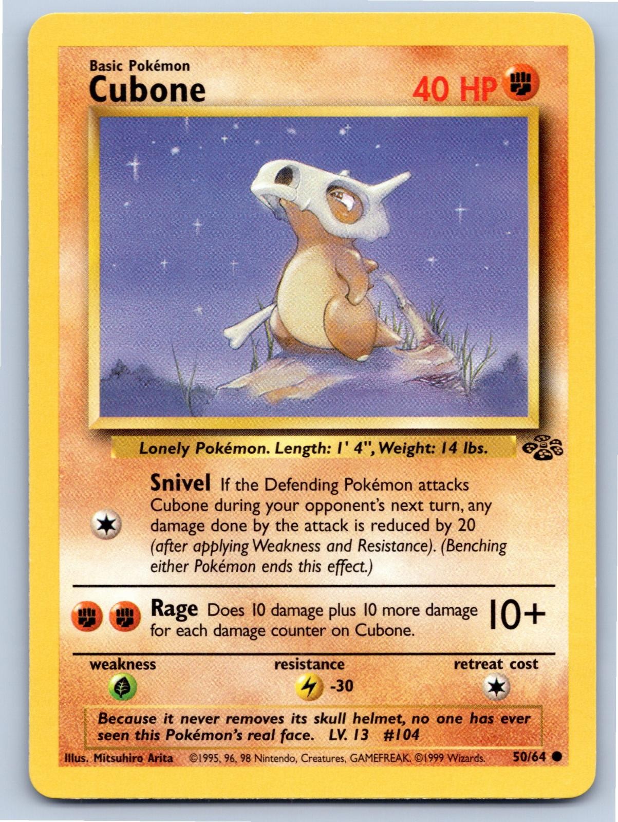 1999 POKEMON JUNGLE CUBONE 50/64 UNLIMITED C NM A97162 FREE S&H