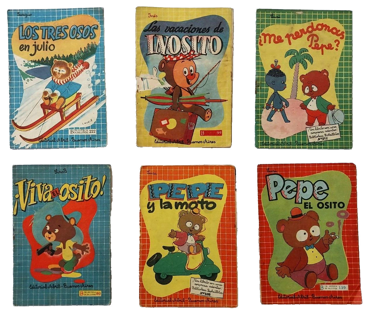 1950s Little Bear Osito Mini Children\'s Books Set of 6 Argentina Spanish Vintage