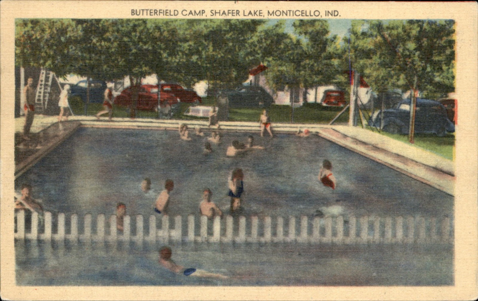 Monticello IN Swimming Pool Butterfield Camp Fotoshop c1940s Vintage Postcard Monticello IN Swimming Pool Butterfield Camp Fotoshop c1940s Vintage Postcard