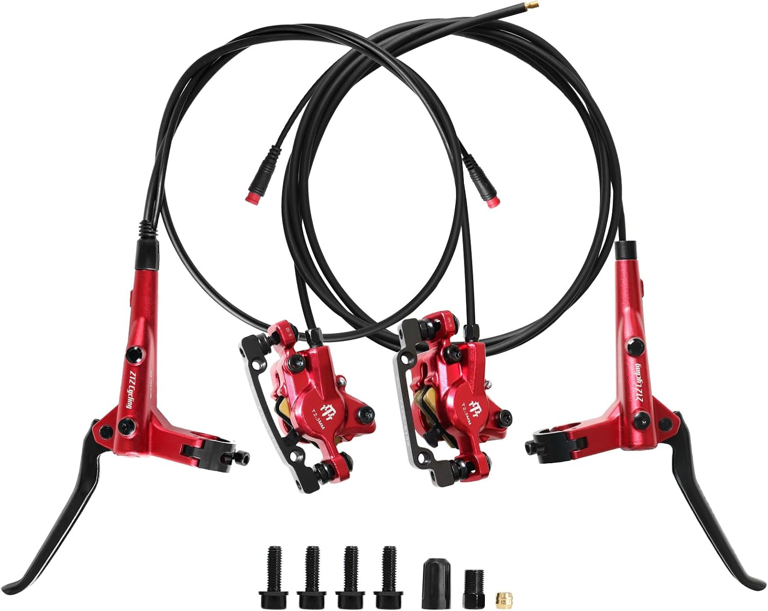 E-Bike Hydraulic Disc Brake Set, 2-PIN 2-Pistons Electric Power-Off Hydraulic Br