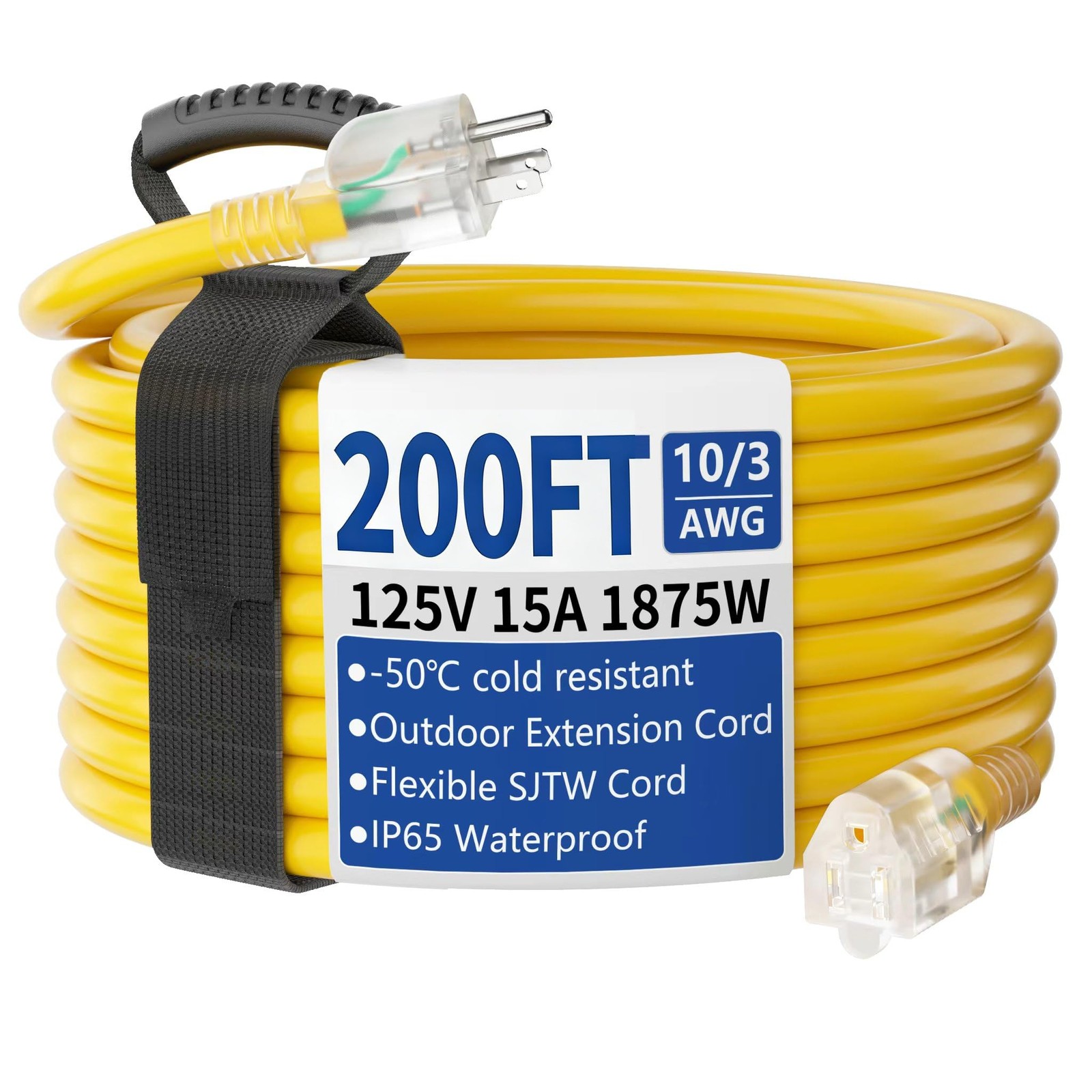 Cismorvex 200ft Outdoor/Indoor Extension Cord with Lighted 10/3 Gauge Ultra 3...