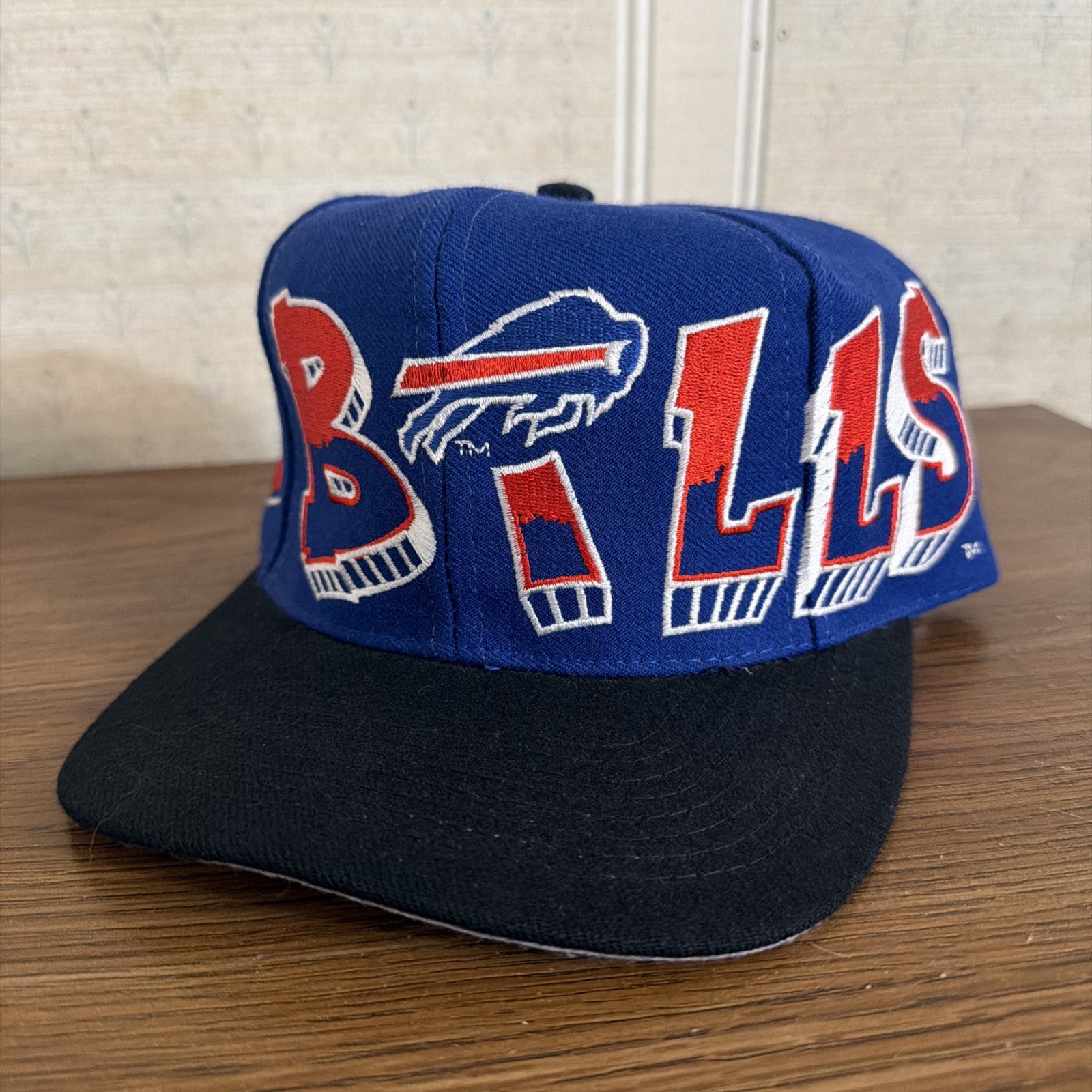 RARE Vintage 90s Buffalo Bills NFL Drew Pearson Graffiti SnapBack Hat Grail OSFA