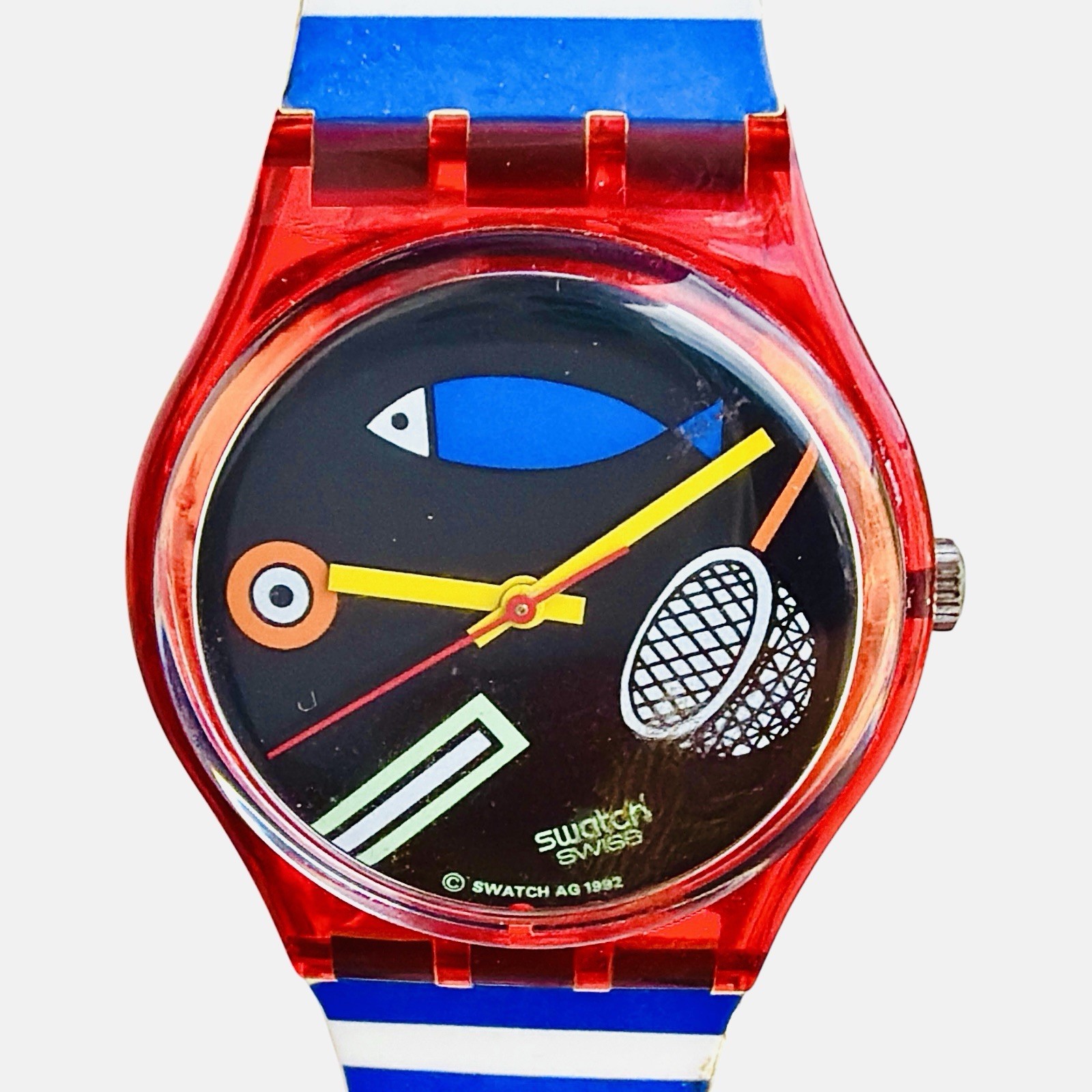 Swatch Watch FRITTO MISTO GR114 1993 Standard Gents 34mm Transparent Red NOS