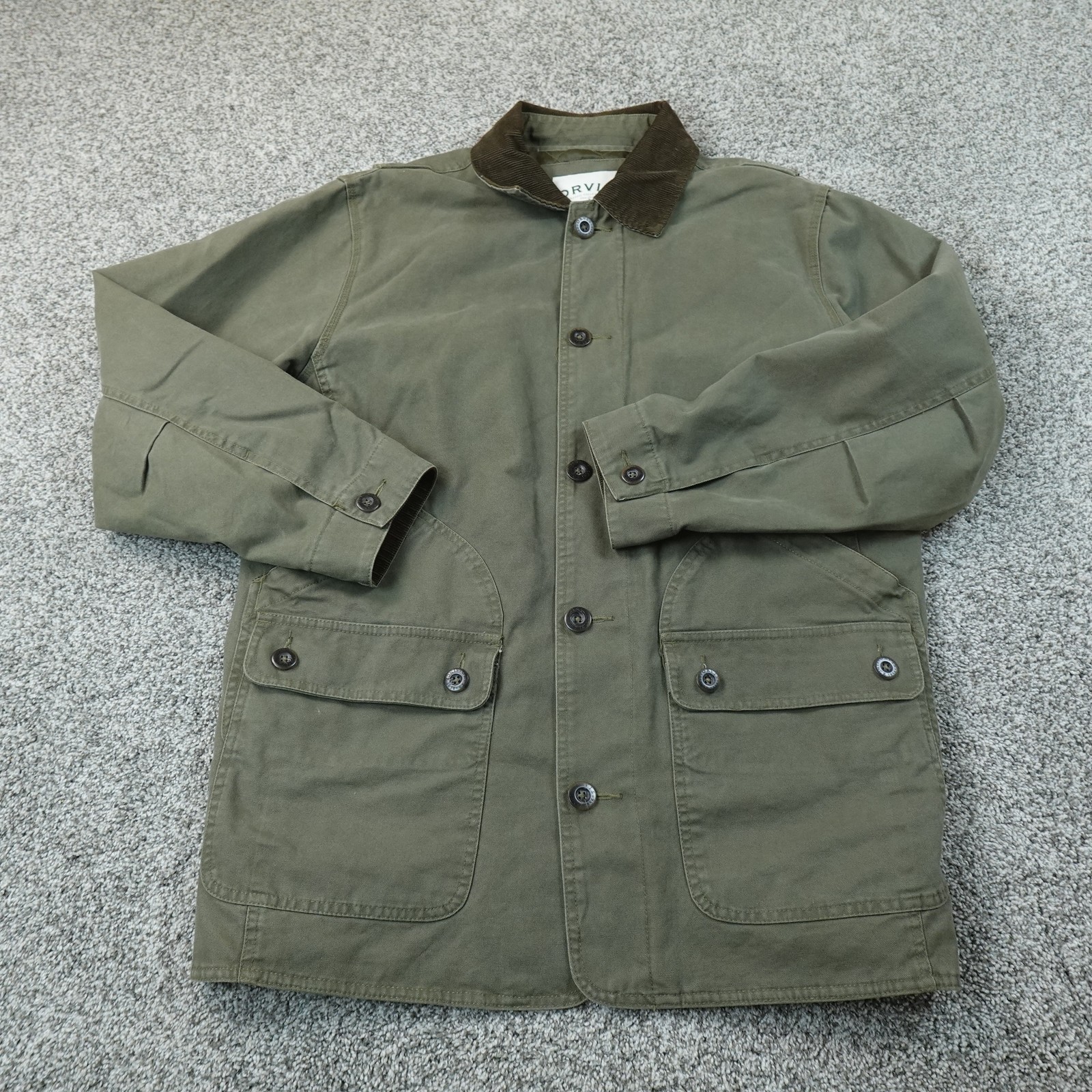 Orvis Jacket Mens L Green Canvas Corduroy Collar Field Barn Chore Coat Outdoor Orvis Jacket Mens L Green Canvas Corduroy Collar Field Barn Chore Coat Outdoor