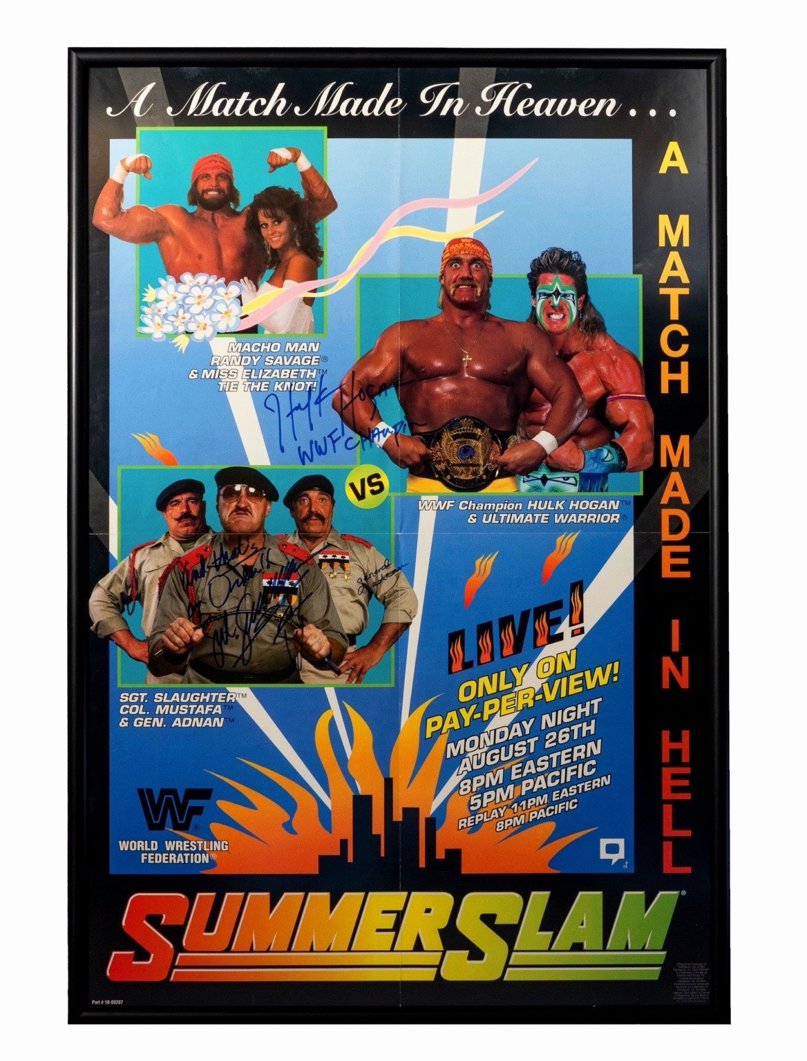 RARE Original WWF SummerSlam 1991 MULTI-SIGNED X3 Pay-Per-View Poster FRAMED RARE Original WWF SummerSlam 1991 MULTI-SIGNED X3 Pay-Per-View Poster FRAMED