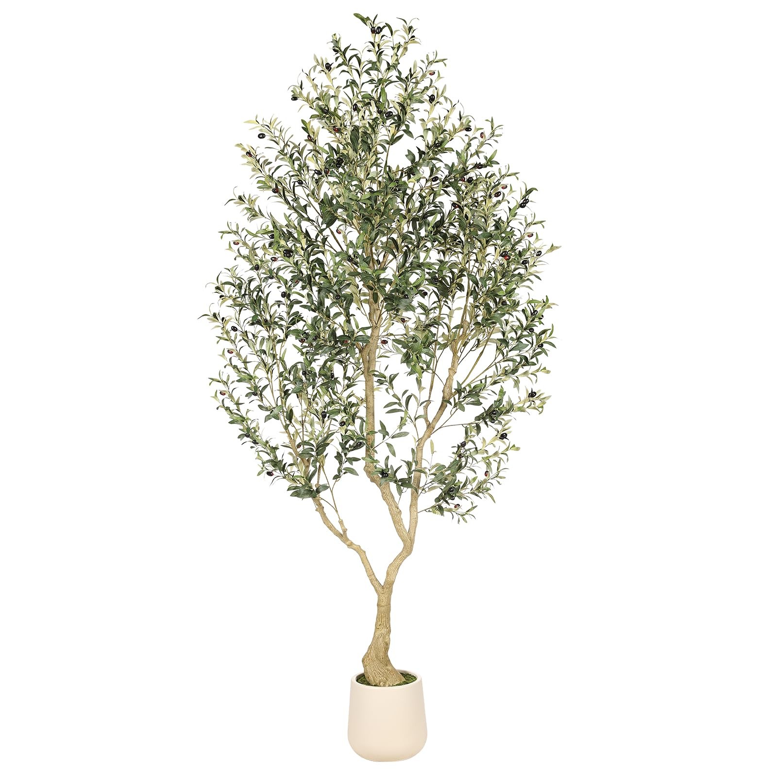Realead 8ft Faux Olive Tree with Tall Exquisite Planter 8ft, Green Realead 8ft Faux Olive Tree with Tall Exquisite Planter 8ft, Green
