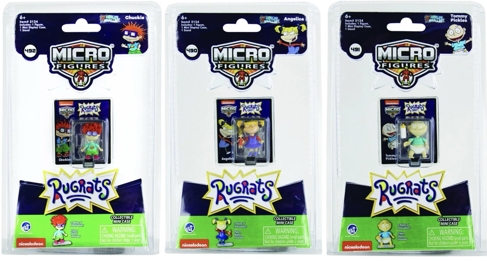 SET/3 Worlds Smallest Micro RUGRATS Angelica Chuckie Tommy Pickles Cartoon