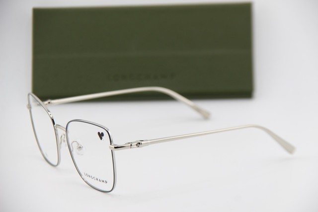 NEW LONGCHAMP LO 2159 042 BLUE SILVER GUNMETAL EYEGLASSES FRAMES 52-17