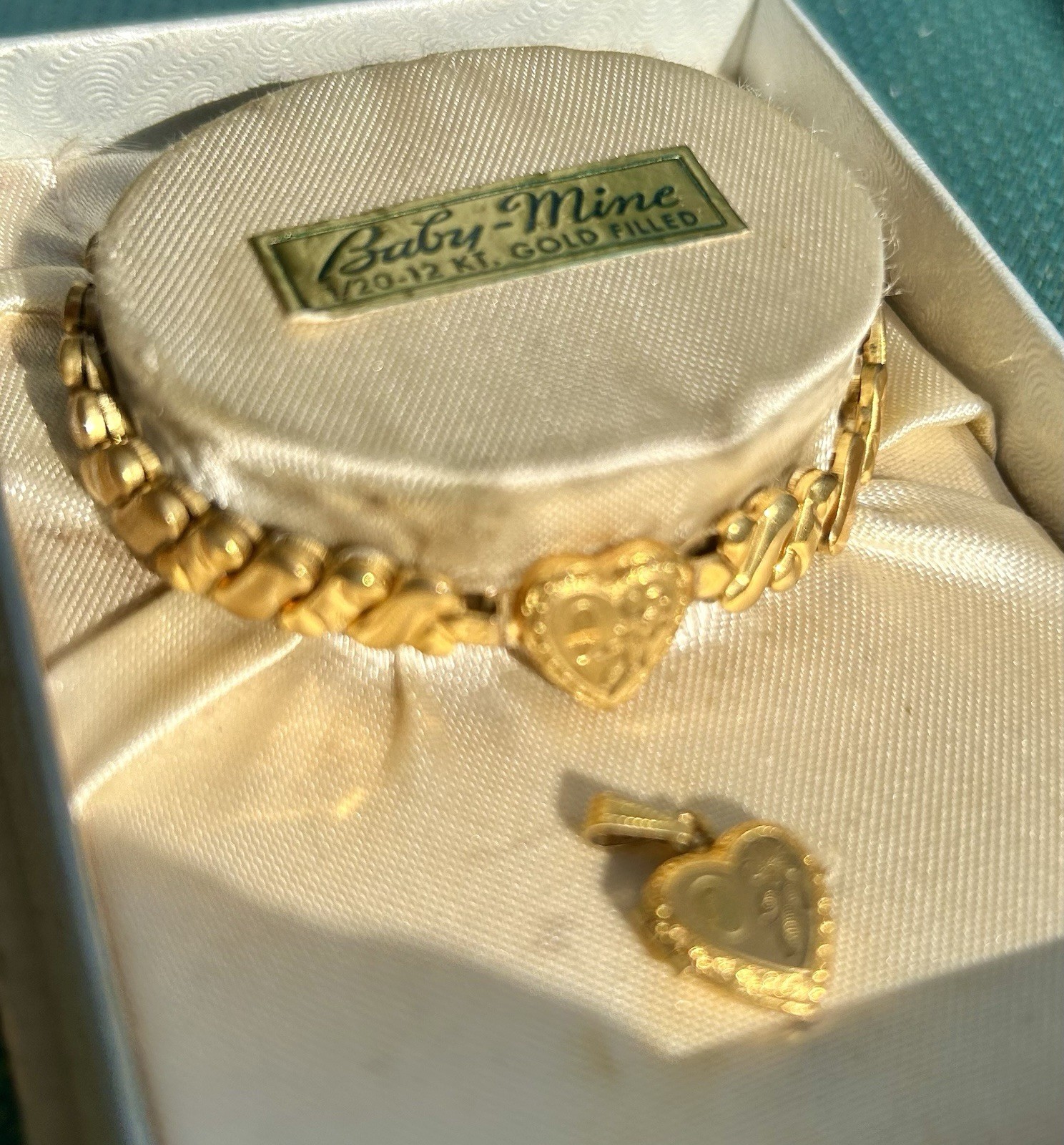 VTG SWEETHEART BRACELET & LOCKET “BABY MINE” 12K GF Child