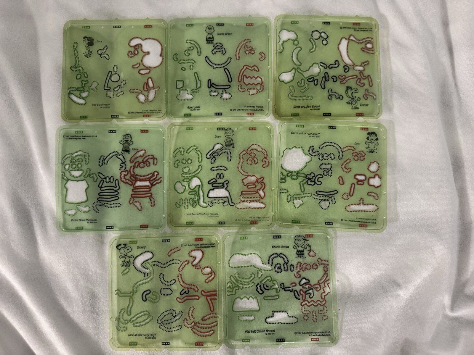 Mattel Vintage 1969 Peanuts Snoopy Charlie Brown Picture Maker Stencils set of 8
