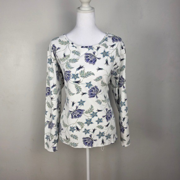Croft & Barrow Womens 2X Pima Cotton Floral Long Sleeve Top Purple Blue White Croft & Barrow Womens 2X Pima Cotton Floral Long Sleeve Top Purple Blue White
