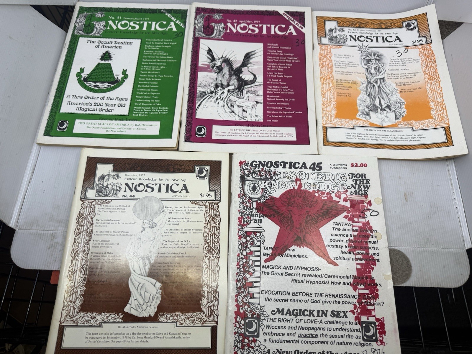 5 vintage 1970s Gnostica Occult Magic magazines 41-45