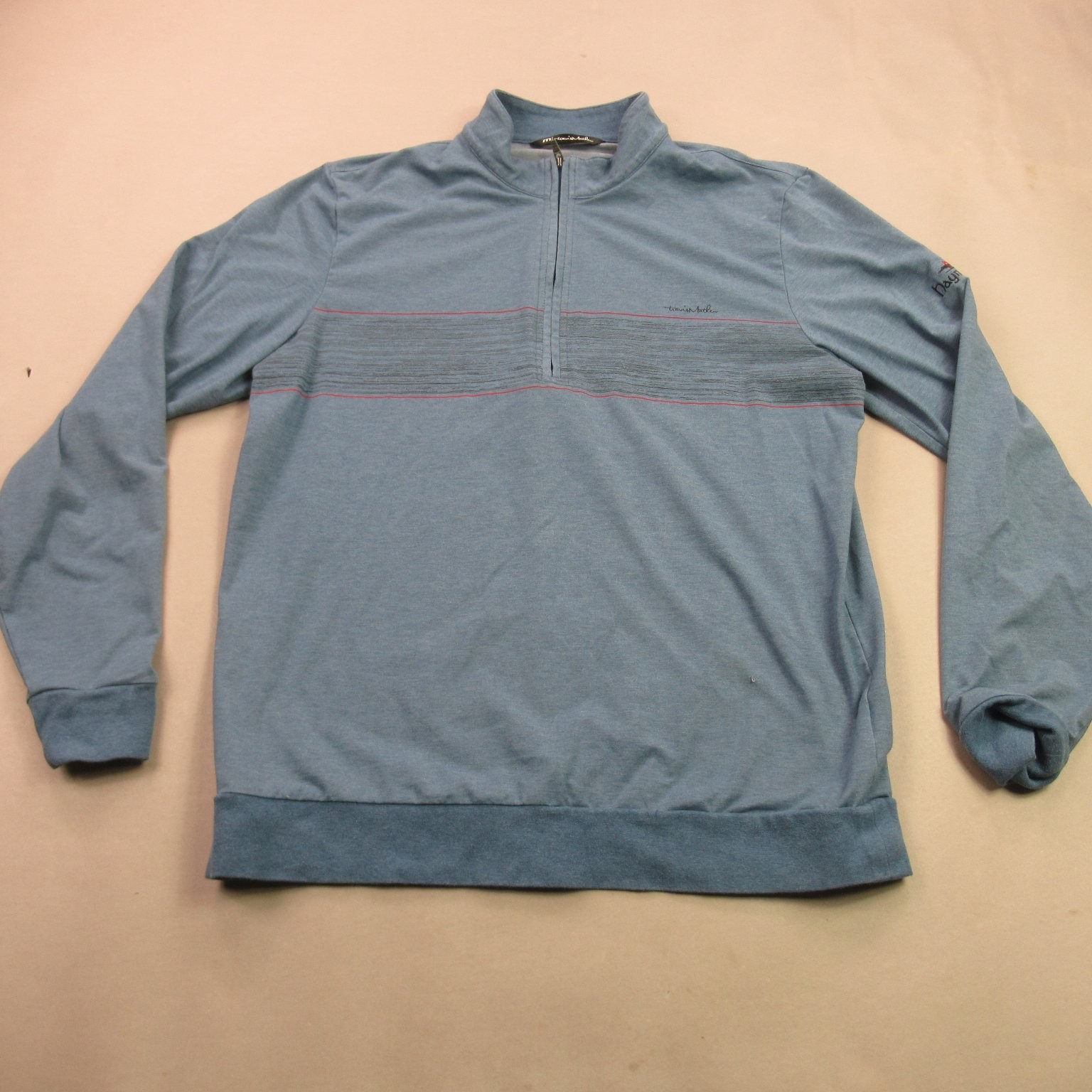 TravisMathew Haymaker Men\'s Blue L 1/4 Zip Pullover Golf Sweater Long Sleeve TravisMathew Haymaker Men\'s Blue L 1/4 Zip Pullover Golf Sweater Long Sleeve
