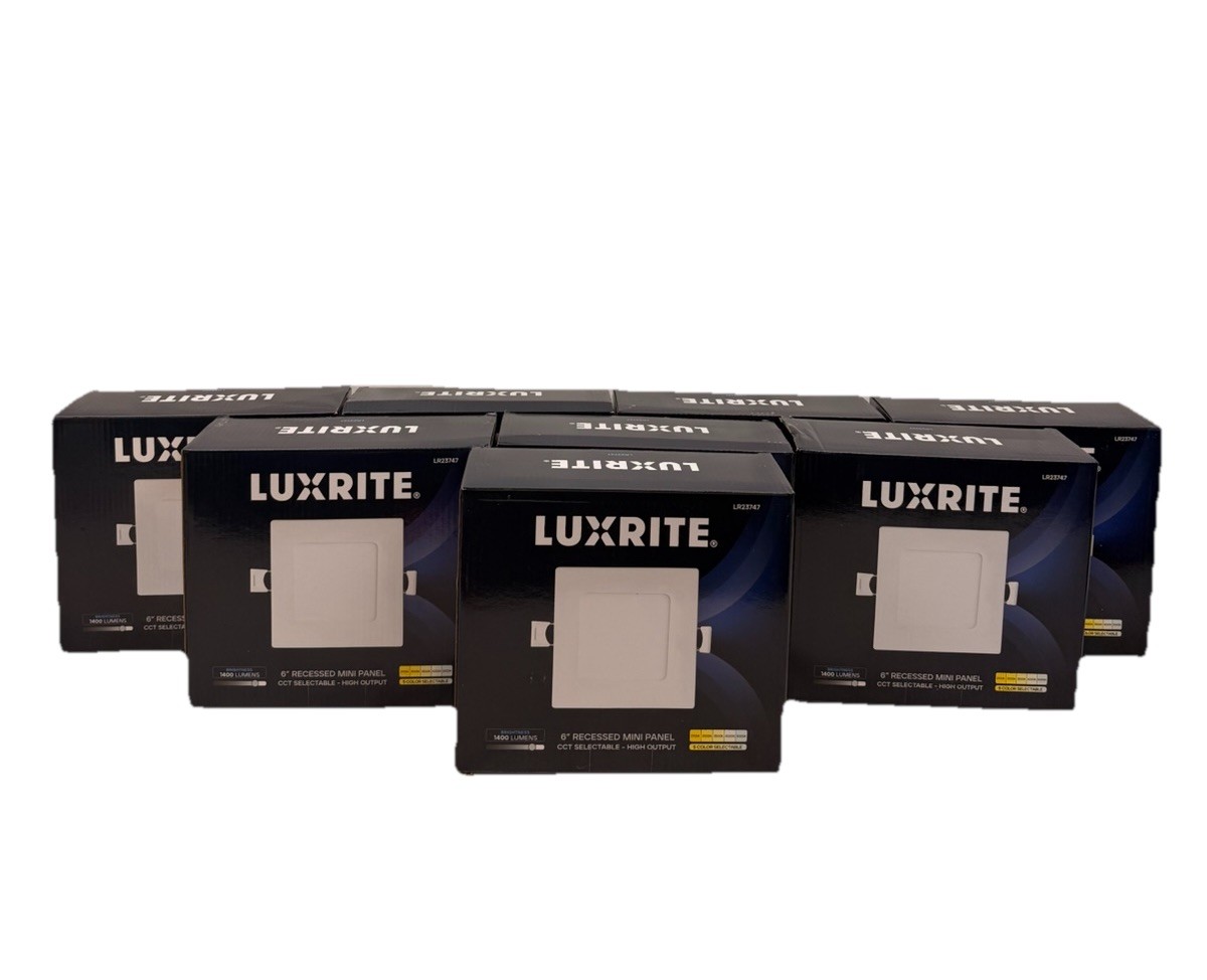 8pk Luxrite 6 Inch Ultra Thin Square LED Recessed Light 5 CCT Dimmable | New 8pk Luxrite 6 Inch Ultra Thin Square LED Recessed Light 5 CCT Dimmable | New