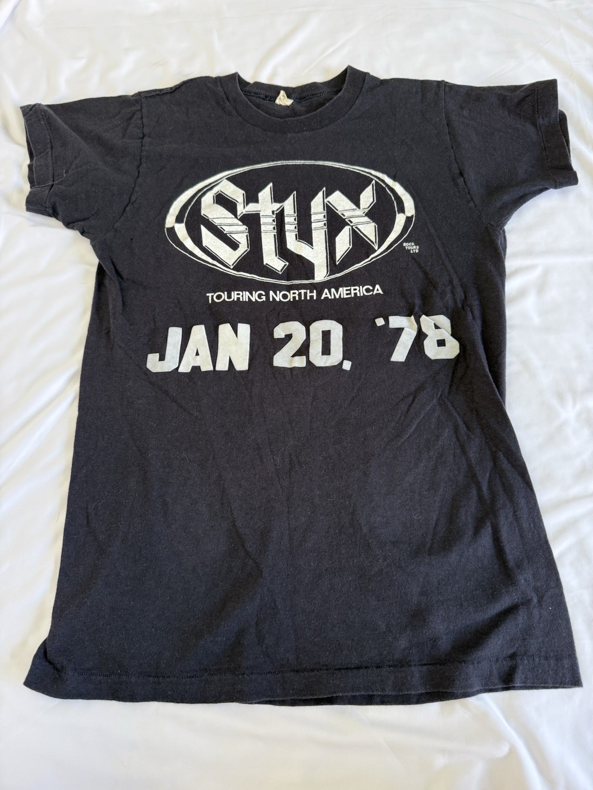 Rare Vintage 1978 Styx Grand Illusion Tour Shirt Jan 20 Rock Tours Ltd Black M