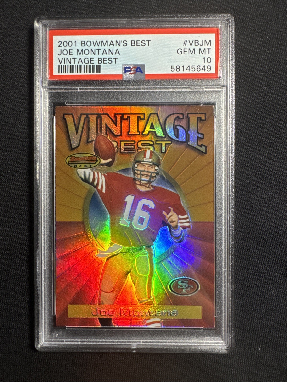 2001 Bowman\'s Best - Vintage Best Joe Montana #VBJM PSA 10 Foil 49ers 2001 Bowman\'s Best - Vintage Best Joe Montana #VBJM PSA 10 Foil 49ers