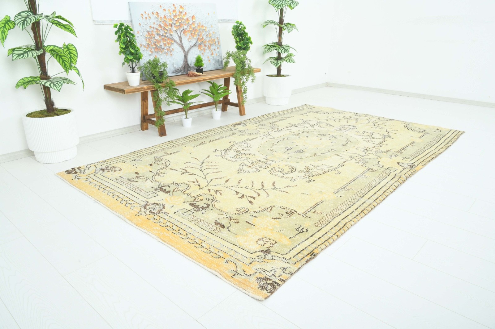 Turkish Area Rug 5x9 Hand-Knotted Vintage Narrow Oriental Carpet,594