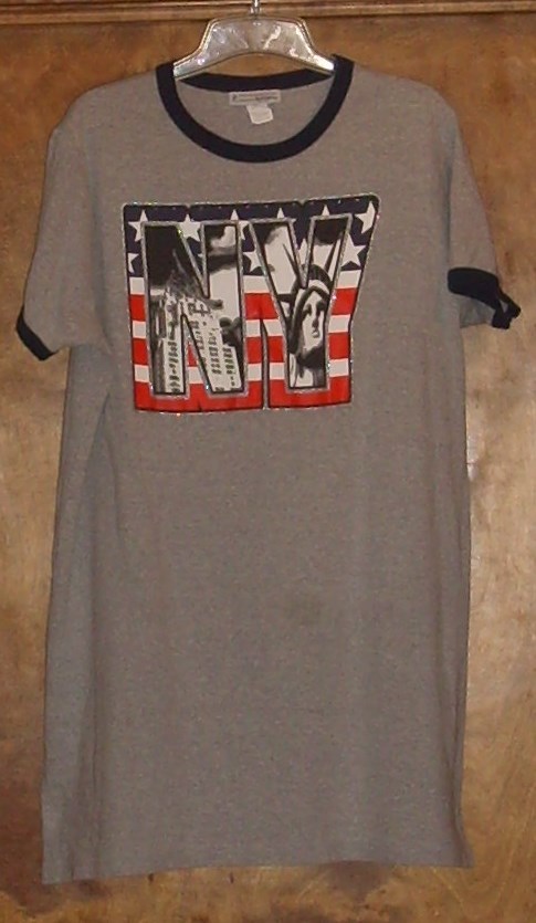 VTG:Y2K Self Esteem Sleepshirt T Shirt Dress Made in USA One Size NY Flag Ringer