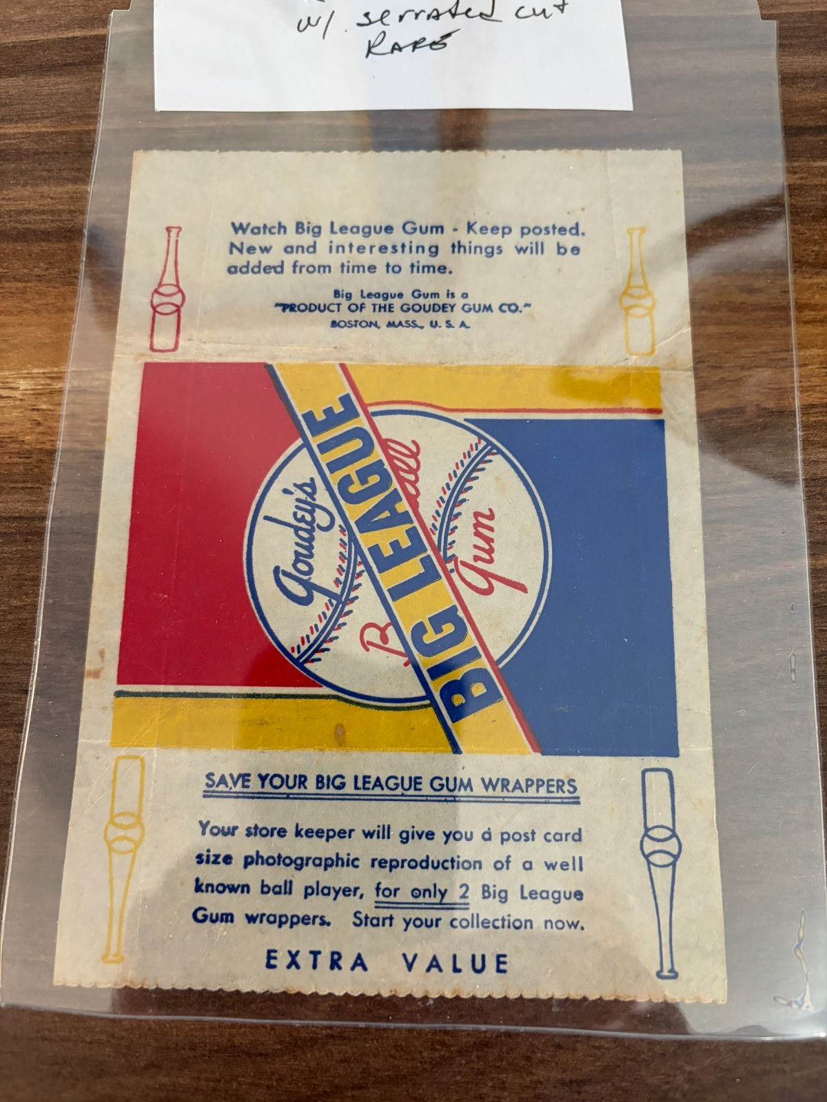 1936 Goudey Baseball Gum Wax Wrapper Big League Gum 1936 Goudey Baseball Gum Wax Wrapper Big League Gum