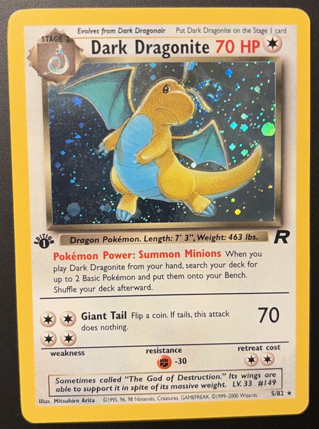 Dark Dragonite Holo 1st Edition 5/82 - Pokemon WOTC - Rocket - Antenna Swirl 🍥 Dark Dragonite Holo 1st Edition 5/82 - Pokemon WOTC - Rocket - Antenna Swirl 🍥