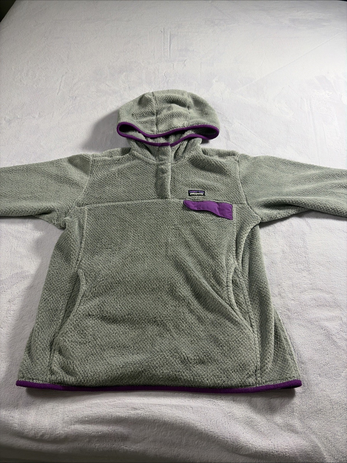 Patagonia Re-Tool Snap-T Fleece Jacket Pullover Gray Womens Medium Hooded