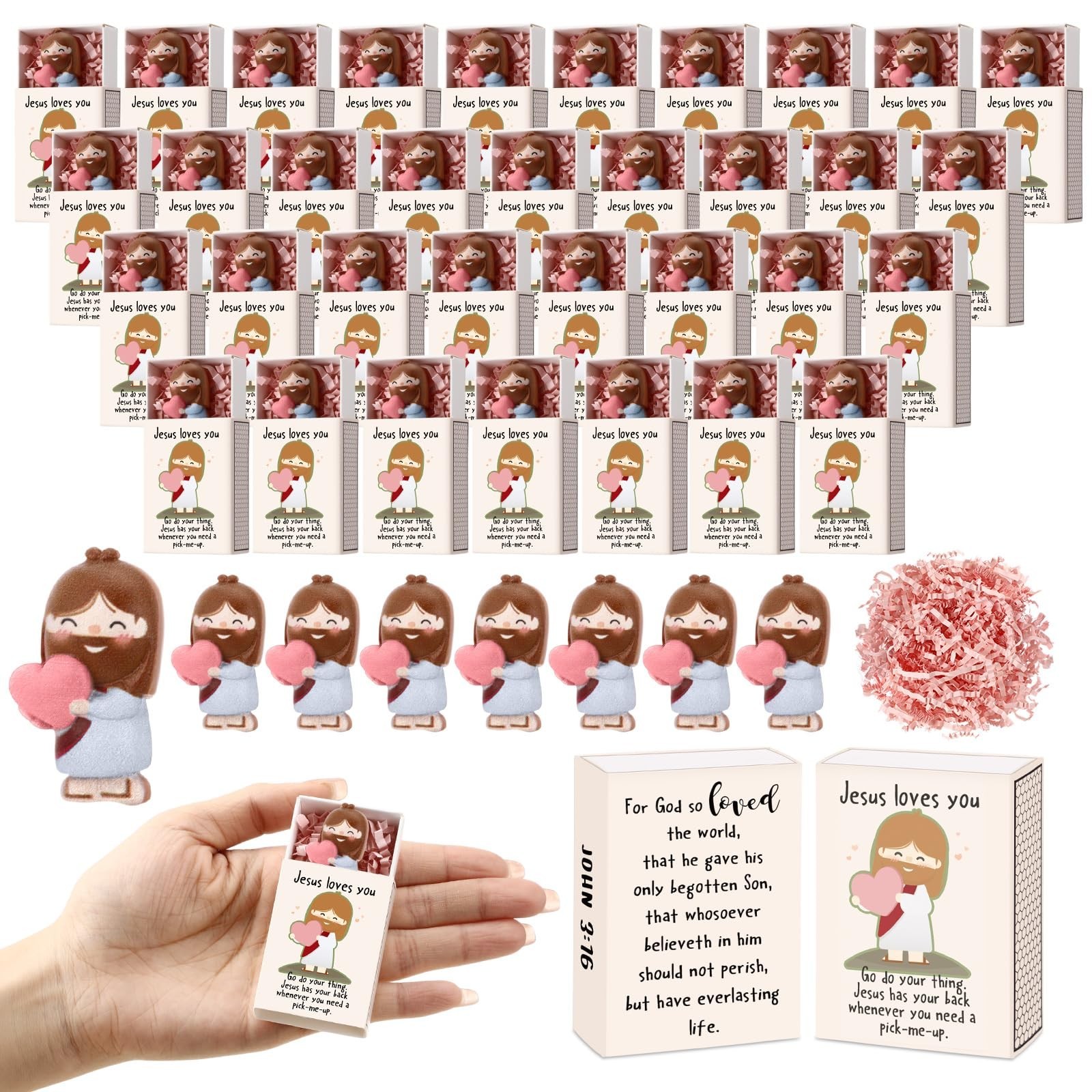 Wettarn 12 Sets Little Jesus Loves You Figures Bulk with Match Storage Box Wettarn 12 Sets Little Jesus Loves You Figures Bulk with Match Storage Box