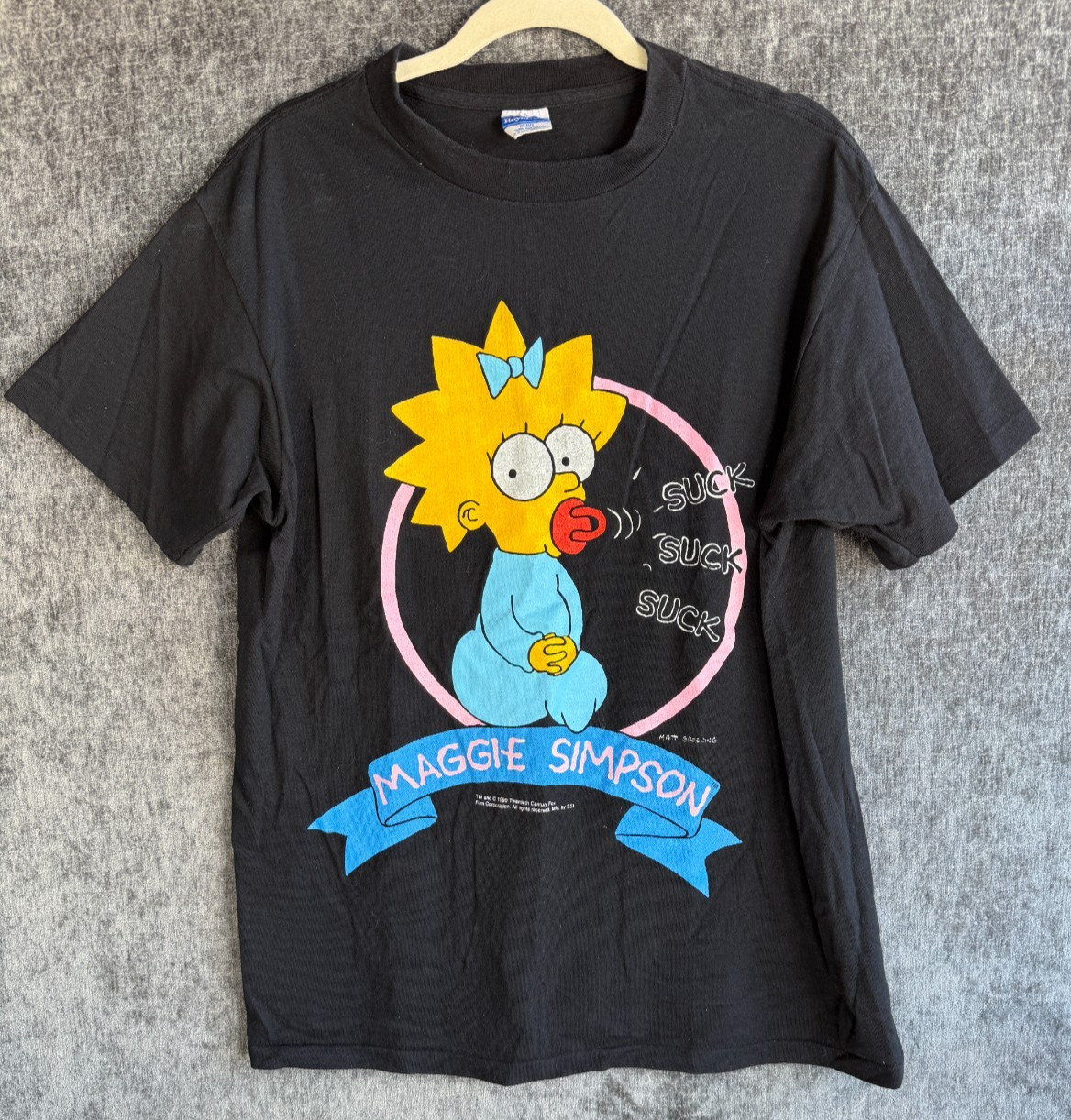 VTG Mens Sz L Maggie Simpson Mens Shirt Medium Suck Suck Suck USA Made Single