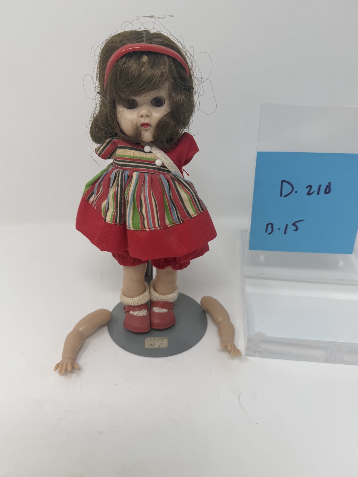 Vintage 1955 Style Doll with Striped Dress