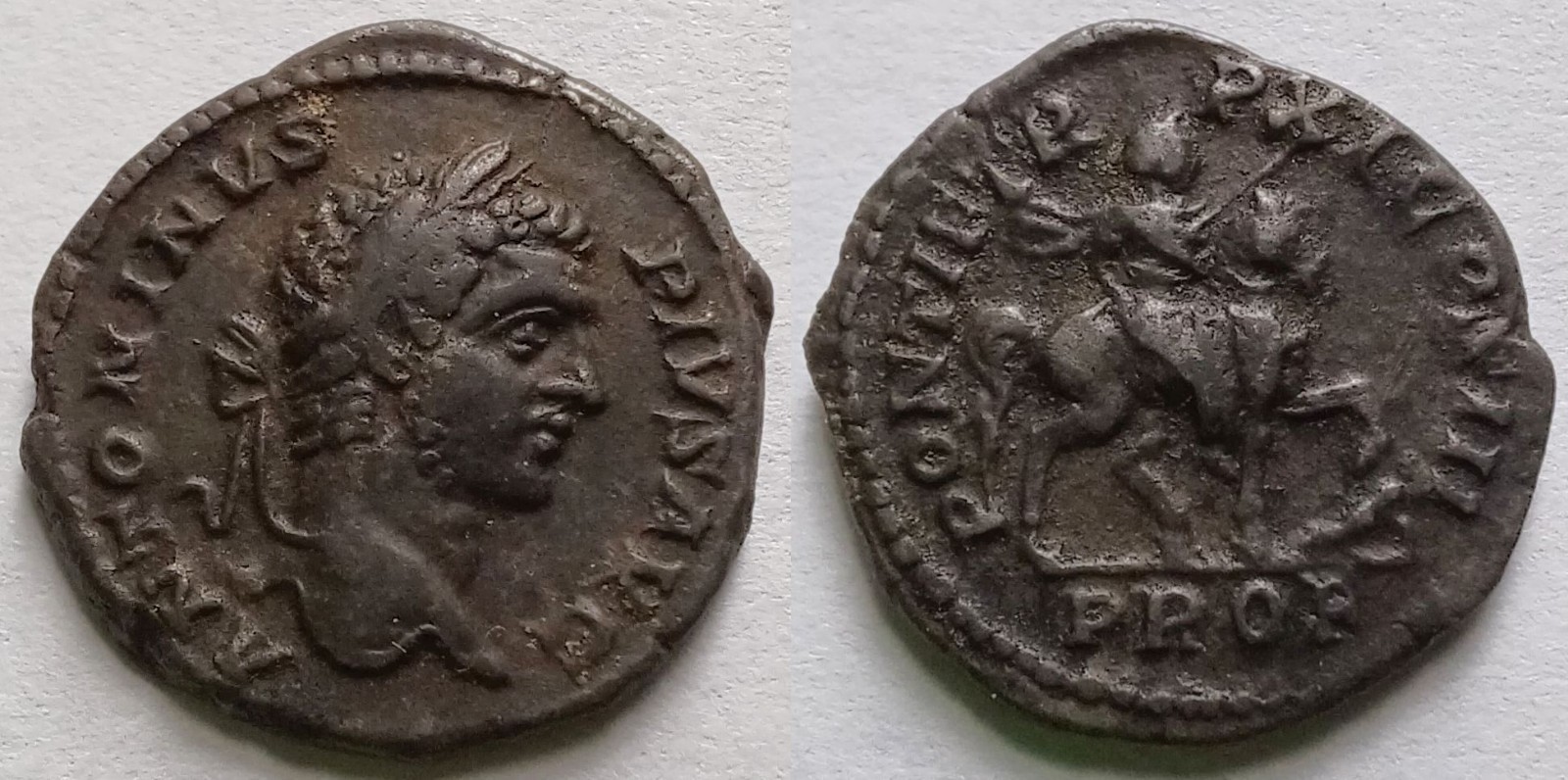 Caracalla AR Denarius 208 AD Horseback Captive PROF RIC 107 Roman Coin