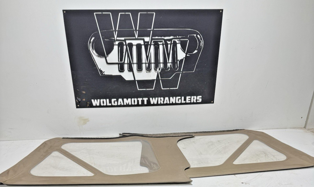 Factory Dark Tan Rear Driver & Passenger Windows 97-06 Jeep TJ Wrangler Soft Top
