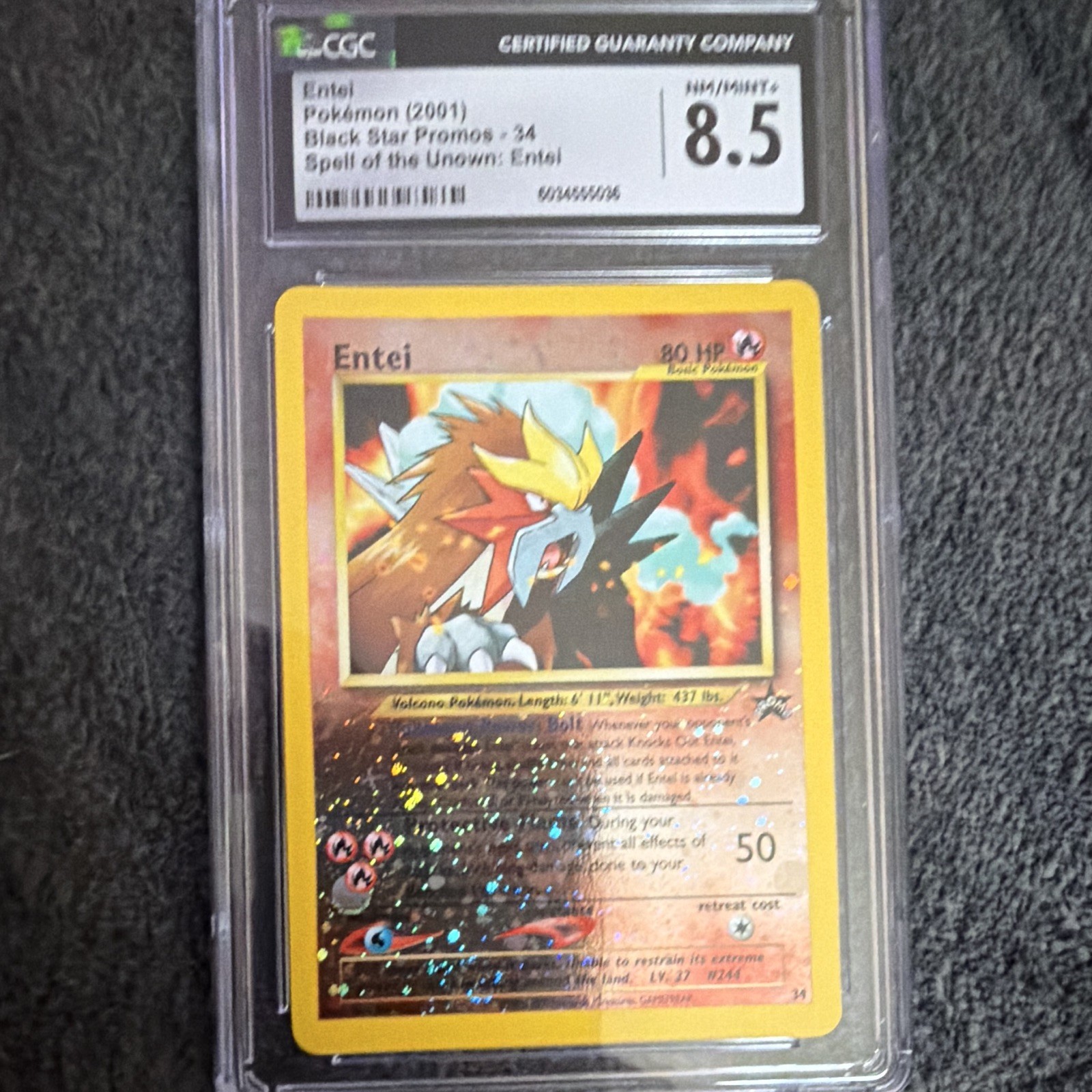 CGC 8.5 2001 Pokémon Black Star Promos Entei #34 Holo Promo Card
